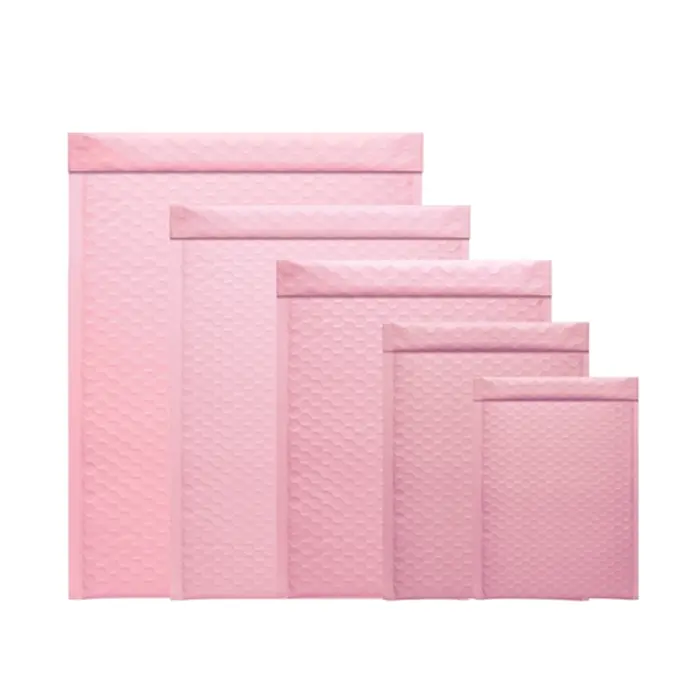 Sobres de envoltura acolchados con logotipo personalizado, envoltorio Biodegradable, ecológico, color rosa y negro, con burbujas de polietileno, bolsa de correo