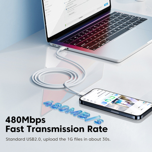 Toocki 1 M Blanco Original <span class=keywords><strong>USB</strong></span> C a <span class=keywords><strong>USB</strong></span> C Cable Cargador para 60W para iPhone 15 Cable trenzado1 Medidor de datos - Product Image 3