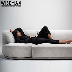 WISEMAX FURNITURE Canapé moderne minimaliste multifonctionnel en bois avec cadre rotatif, tissu en lin blanc, 3 places pour salon - Product Image 4