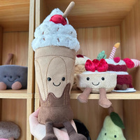Peluche super douce en forme de collation de crème glacée au chocolat, motif gelée mignonne, avec base lestée et rembourrage en coton PP, anti-stress