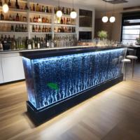 Meubles de bar personnalisés en usine, éclairage LED, fontaine dansante, mur de bulles d'eau, panneau acrylique, comptoir de bar, armoire à vendre