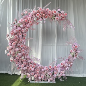 KE-HMA001 all'ingrosso di seta artificiale sfondo ad arco rosa mezza luna fiore fiori per la decorazione di nozze - Product Image 1