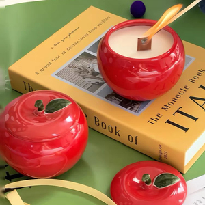 <strong>Red</strong> Luxury Apple Shaped Aromatherapy <strong>Candle</strong> Scented Container Custom Logo Ceramic Jars for Christmas Gifts Soy Wax <strong>Candles</strong> - Product Image 1