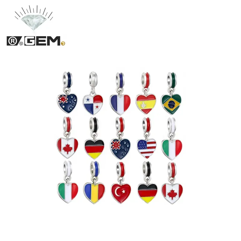 R.Gem. Hot Selling European Big DIY Flag Style Pendants Charms for Jewelry Making