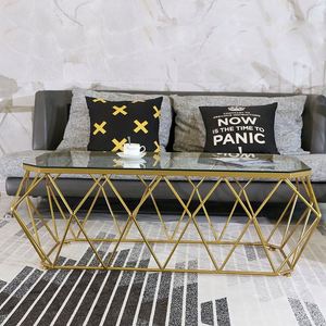 Table basse moderne <span class=keywords><strong>en</strong></span> fer et marbre doré, design nordique, luxe, pour salon, bureau, design moderne, plexiglas - Product Image 3