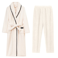 Ensemble de peignoirs en polaire corail SMOOTH pour femmes et hommes, automne-hiver, extra longs, épais, pyjamas de couple, vêtements de détente chauds