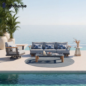 China Manufacturer Aluminum Terrace Patio Hotel Gardening Furniture Set <b>Outdoor</b> with <b>Cushion</b> Bp-8663 <b>Waterproof</b> Fabric - Product Image 1