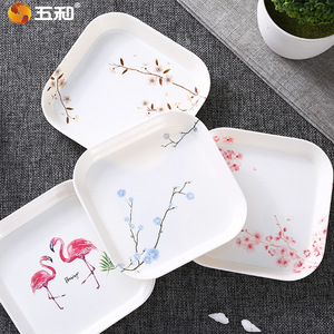 Wuhe Melamine Square Plate With Flamingo And Flower Pattern For Party And Hotel Use - Product Image 5