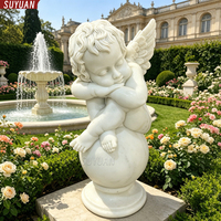 Statues de chérubins en marbre blanc naturel personnalisées, sculptures d'anges européennes pour la décoration de villas et d'hôtels, avec différentes poses, polies à la main