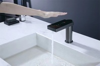 Robinet de lavabo de salle de bain moderne en laiton de haute qualité, à montage sur comptoir, monotrou, sans contact, à capteur automatique, avec valve en céramique, eau chaude et froide