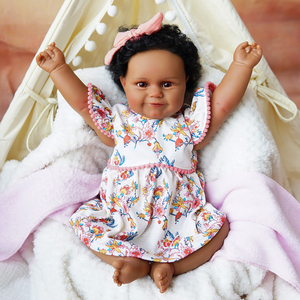 دمية آر أند بي جديدة 20 بوصة من أفريقيا الأمريكية الغراب من الجلد الداكن المولود الجديد المولود الجديد مع الشعر الجذور هدية لعبة يدوية للبنات - Product Image 4