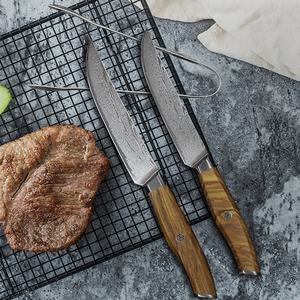 Ensemble de couteaux à steak en acier Damas japonais Aus-10 avec manche en bois d'olivier promotionnel, couteau à steak Damast avec boîte en bois pour cadeaux - Product Image 4
