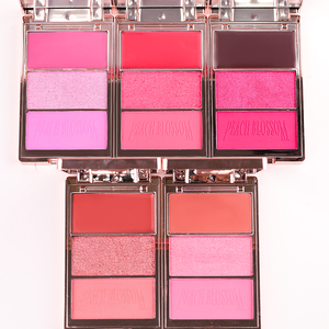 Palette de fard à joues multi-usages à prix de gros peut être utilisée sur les lèvres et le visage avec trois textures pour femme Cosmtico - Product Image 1