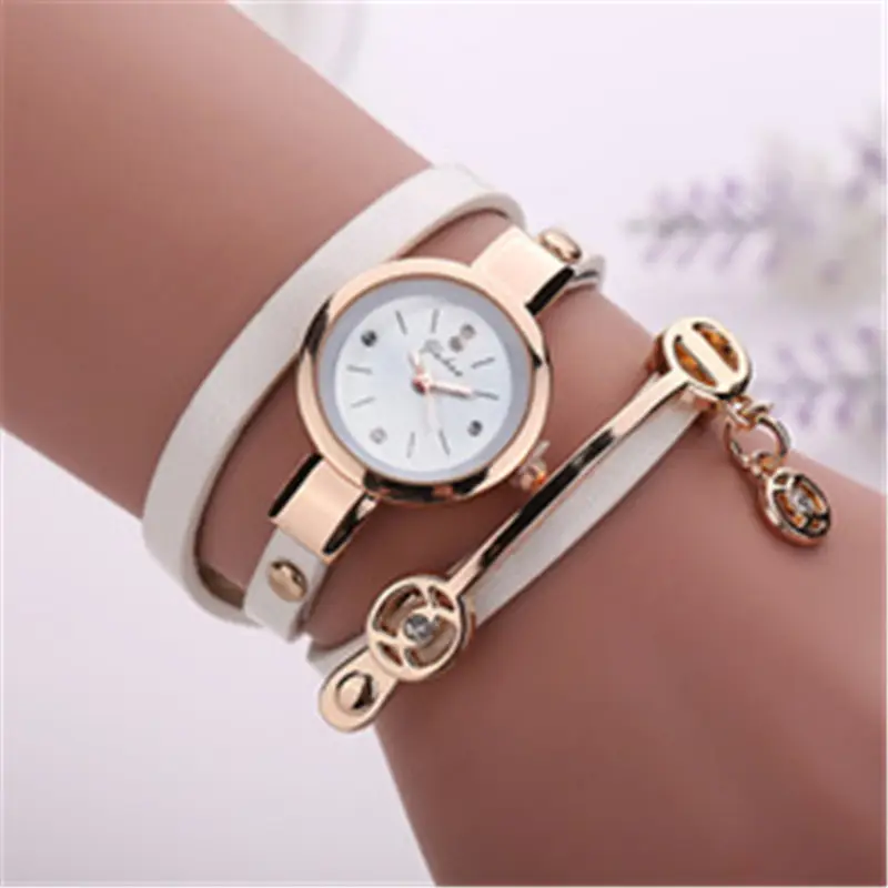 Jam tangan wanita modis mewah Magnet gesper bunga jam tangan berlian buatan wanita kuarsa jam tangan gelang Set R0943