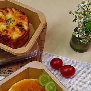 Recipiente de comida de ángulo octogonal, caja de comida octogonal de papel Kraft para llevar - Product Image 4