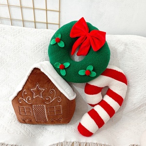 Factory Nature Red White Striped Candy Cane Santa Claus Shape Tufted Embroidered Cushion <b>Christmas</b> <b>Throw</b> Pillow Decor - Product Image 5