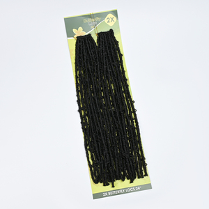 Venta al por Mayor de Trenzas de Cabello Sintético de 24 Pulgadas, 2x Trenzas de Mariposa, Trenzas Largas Estilo Gitano, Cabello Sintético para Crochet, 24 Mechones, Negro Natural 1 # - Product Image 5