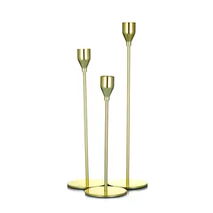 wedding centerpiece 3pcs/set metal gold color romantic decoration taper stick candle holders