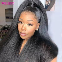 VR HOT Beauty Supplier Perruques en cheveux humains 360 Lace Kinky Straight sans colle avec cordon de serrage, Perruque en cheveux humains Lace Yaki Straight