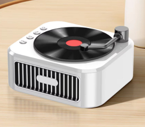 Mini tourne-disque vinyle créatif rétro portable pour l'extérieur, avec haut-parleur 5.3 intégré, batterie intégrée, sortie 5W, parfait - Product Image 1