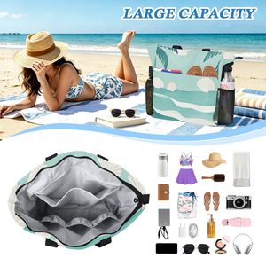 Sac de plage personnalisé à imprimé coquillage avec pochette assortie, grand sac fourre-tout avec fermeture éclair pour femmes, vacances d'été - Product Image 5