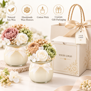 Candela Profumata in Vasetto di Vetro Mini Personalizzata, Candela di Soia Floreale Artigianale di Lusso per Bomboniere e Regali - Product Image 2