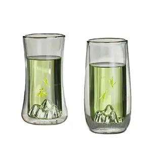 10oz 300ML Limpar Handblown sem chumbo Parede Dupla Drinking Mountain Bar Óculos Double Wall Glass Cup