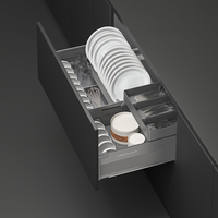 ARTSTEEL Panier coulissant moderne multifonction à double couche et 3 côtés pour tiroir à vaisselle, rangement gain de place pour armoire de cuisine 1