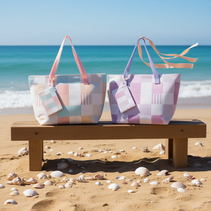 Sac de plage à carreaux imprimé numériquement 56x36x17cm avec petite pochette BOLSO DE PLAYA - Product Image 2