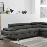 Canapé-lit modulable en L avec tête de lit et port USB, mobilier moderne pour la maison, avec revêtement en tissu pour chambre et salon