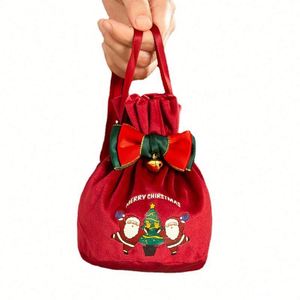 Sacs cadeaux personnalisables avec logo, écologiques, imprimés bonhomme de neige, pour bonbons de Noël, avec cordon de serrage, pour les fêtes - Product Image 1