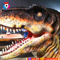 Tête de dinosaure T-Rex animatronique réaliste à suspendre - Trophée de dinosaure en silicone grandeur nature pour décoration thématique et musée