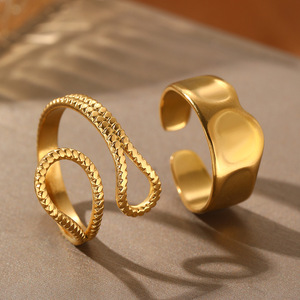 Stainless <b>Steel</b> <b>Rings</b> Vintage Exquisite Geometric Adjustable Open <b>Ring</b> for Women Jewelry Banquet Gifts Non-fading High-quality - Product Image 1