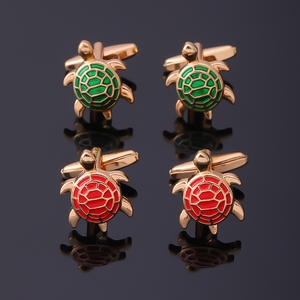 ウェディングビジネス卒業ギフト動物エナメルカフリンクスシルバー金メッキウミガメ男性用カフリンクス - Product Image 1