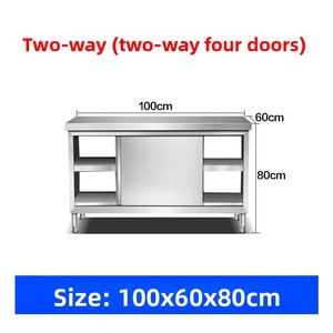 Bàn làm việc đa năng bằng thép không gỉ thương mại, cửa trượt, kích thước tùy chỉnh, tủ đựng đồ ba tầng, tải trọng tiêu chuẩn, dùng cho nhà bếp - Product Image 3