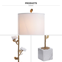 Lampe de Table en laiton, modèle créatif et Unique, avec Base en cristal blanc naturel, motif floral, Base en marbre, pour Buffet