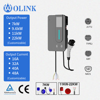 Estaciones de Carga para Vehículos Eléctricos OLINK OCPP Controladas por Aplicación, 7kW 9.6kw 11.5kw 19.6kw Tipo 1 J1772 NACS, Cargador de Vehículos Eléctricos de Una Sola Pistola