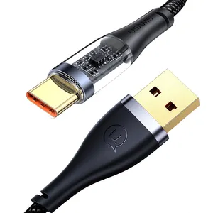 USAMS kabel data pengisi daya usb, kabel data pengisi daya usb tampilan led warna terbaru 20w pd usb pengisian cepat