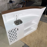 Comptoir de Bar Mini Bateau en Bois Massif, Design Luxe pour Vin, Maison et Restaurant