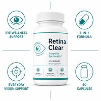 Complément alimentaire pour la santé oculaire des adultes Vision Wellness Retina Clear Capsules 60 unités Lutéine Zeaxanthine Vitamine A Zinc Myrtille