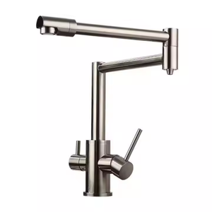 Laiton 3 voies Double bec filtre à eau pure <span class=keywords><strong>mitigeur</strong></span> chromé pont monté navire évier <span class=keywords><strong>cuisine</strong></span> pliant robinet <span class=keywords><strong>mitigeur</strong></span> - Product Image 2