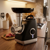 Hachoir à viande électrique élégant noir et blanc avec moteur en cuivre et aluminium, machine multifonctionnelle pour la cuisine domestique