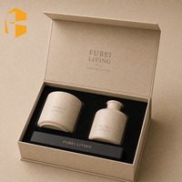 FUBEI LIVING Pot à bougie en céramique mate à double mèche, cire de soja, pour l'inauguration de la maison, parfum d'intérieur, aromathérapie, ensembles de diffuseurs à bâtonnets