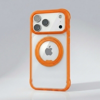 Coque Magnétique Antichoc Airbag pour iPhone 17 18 Pro Max avec Dos Transparent en PC, Support Anneau Rotatif à 360°, Coque de Protection Fine