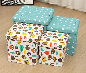 Printed Fabric Foldable Storage <b>Stool</b> <b>Ottoman</b> Toy Storage Box Flat Pack - Product Image 3