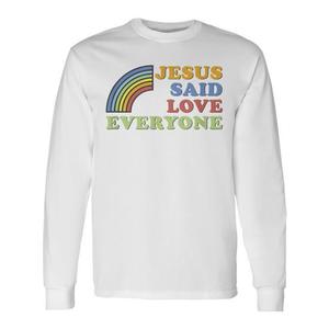 Maglietta a maniche lunghe con stampa Jesus Said Love Everyone Rainbow - Product Image 1
