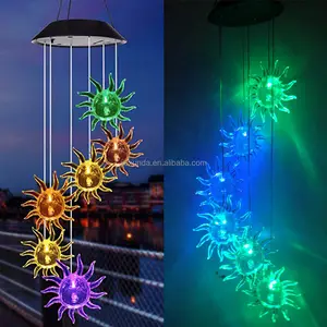 Hot Selling Solar Light Solar Powered Wind Chime Light LED Garden Hanging Spinner Lamp Colorful Outdoor Lights