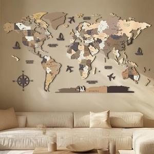 Mappa del Mondo 3D in Legno con Luci LED, Decorazione da Parete Leggera per Casa e Ufficio, Regalo per Appassionati di Viaggi - Product Image 3