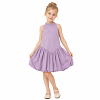 Robe de soirée en satin pour filles, lavande, col licou, garniture en cristal, ourlet bouffant, style princesse, pour enfants, boutique de robes de demoiselles d'honneur
