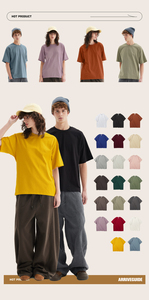 T-shirt homme 100% coton, coupe ample, épaules tombantes, poids lourd, personnalisable avec logo imprimé, t-shirt vierge pour personnalisation, grandes tailles. - Product Image 2